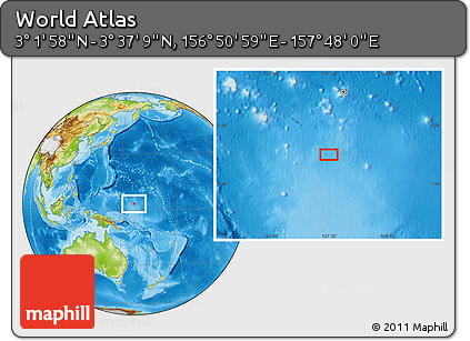 Physical Location Map of the Area around 3° 19' 33" N, 157° 19' 29" E