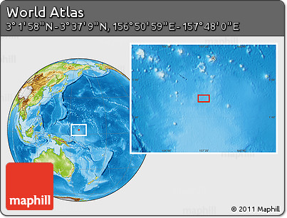 Physical Location Map of the Area around 3° 19' 33" N, 157° 19' 29" E
