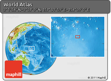 Physical Location Map of the Area around 3° 19' 33" N, 158° 10' 30" E