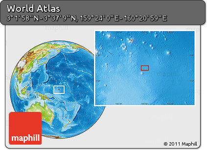 Physical Location Map of the Area around 3° 19' 33" N, 159° 52' 30" E