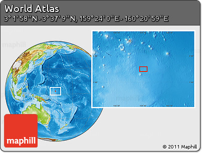 Physical Location Map of the Area around 3° 19' 33" N, 159° 52' 30" E