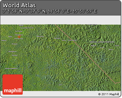 Satellite 3D Map of the Area around 3° 19' 33" N, 15° 22' 30" E