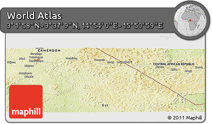 Physical Panoramic Map of the Area around 3° 19' 33" N, 15° 22' 30" E