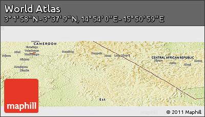 Physical Panoramic Map of the Area around 3° 19' 33" N, 15° 22' 30" E