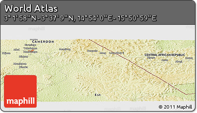 Physical Panoramic Map of the Area around 3° 19' 33" N, 15° 22' 30" E