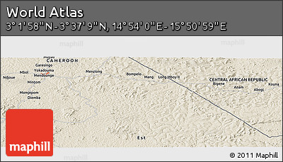 Shaded Relief Panoramic Map of the Area around 3° 19' 33" N, 15° 22' 30" E