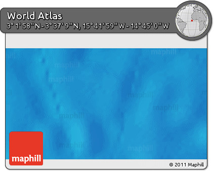 Shaded Relief 3D Map of the Area around 3° 19' 33" N, 15° 13' 29" W