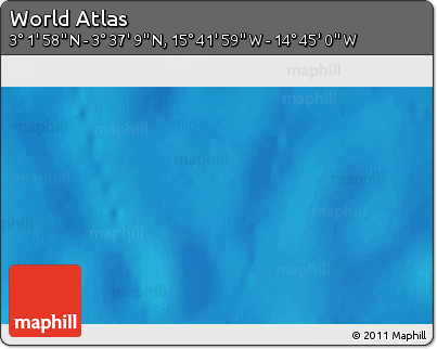 Shaded Relief 3D Map of the Area around 3° 19' 33" N, 15° 13' 29" W
