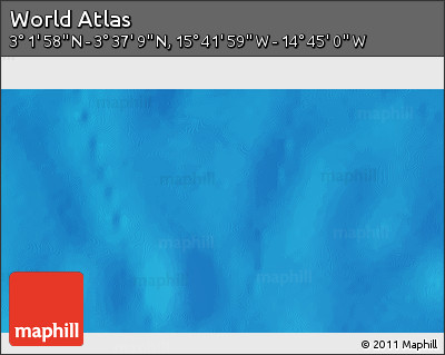 Shaded Relief 3D Map of the Area around 3° 19' 33" N, 15° 13' 29" W
