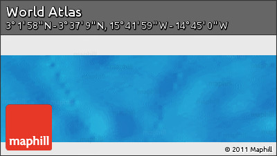 Shaded Relief Panoramic Map of the Area around 3° 19' 33" N, 15° 13' 29" W