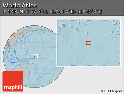 Gray Location Map of the Area around 3° 19' 33" N, 163° 16' 30" E, hill shading