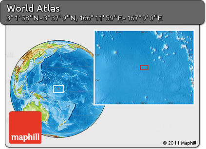 Physical Location Map of the Area around 3° 19' 33" N, 166° 40' 30" E