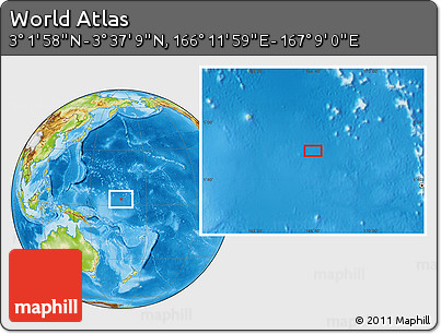 Physical Location Map of the Area around 3° 19' 33" N, 166° 40' 30" E