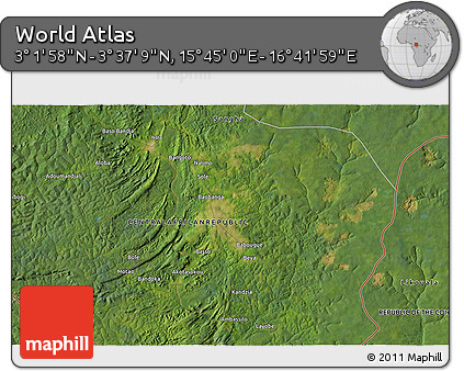 Satellite 3D Map of the Area around 3° 19' 33" N, 16° 13' 30" E