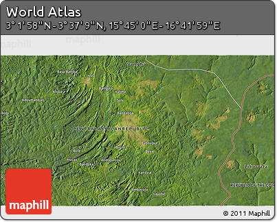 Satellite 3D Map of the Area around 3° 19' 33" N, 16° 13' 30" E