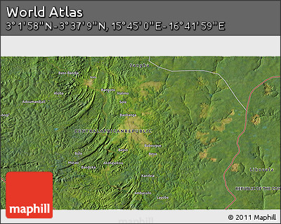 Satellite 3D Map of the Area around 3° 19' 33" N, 16° 13' 30" E