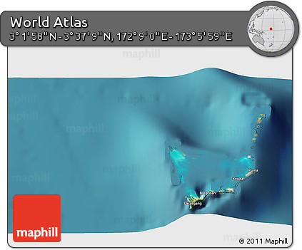 Satellite 3D Map of the Area around 3° 19' 33" N, 172° 37' 30" E
