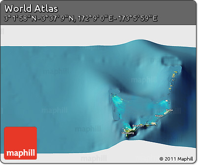 Satellite 3D Map of the Area around 3° 19' 33" N, 172° 37' 30" E