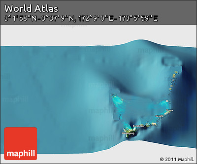 Satellite 3D Map of the Area around 3° 19' 33" N, 172° 37' 30" E