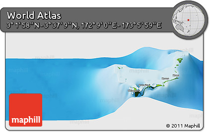 Physical Panoramic Map of the Area around 3° 19' 33" N, 172° 37' 30" E