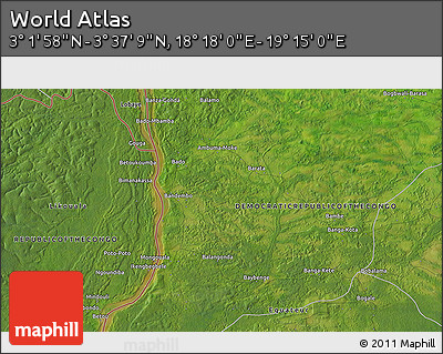 Satellite 3D Map of the Area around 3° 19' 33" N, 18° 46' 29" E