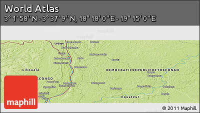 Physical Panoramic Map of the Area around 3° 19' 33" N, 18° 46' 29" E
