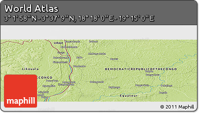 Physical Panoramic Map of the Area around 3° 19' 33" N, 18° 46' 29" E