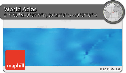 Shaded Relief Panoramic Map of the Area around 3° 19' 33" N, 20° 19' 30" W