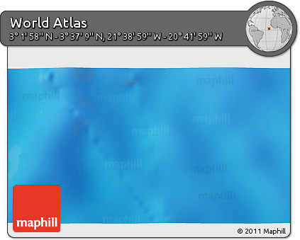 Physical 3D Map of the Area around 3° 19' 33" N, 21° 10' 29" W