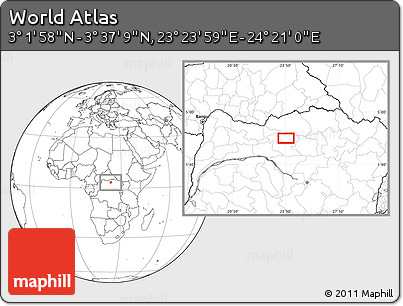 Blank Location Map of the Area around 3° 19' 33" N, 23° 52' 30" E