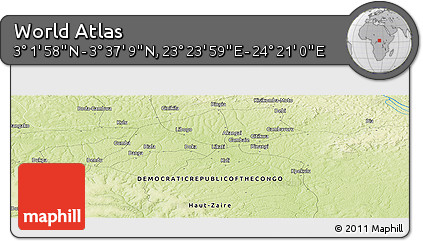 Physical Panoramic Map of the Area around 3° 19' 33" N, 23° 52' 30" E
