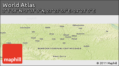 Physical Panoramic Map of the Area around 3° 19' 33" N, 23° 52' 30" E