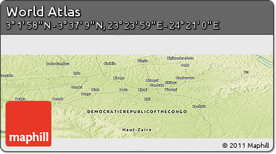 Physical Panoramic Map of the Area around 3° 19' 33" N, 23° 52' 30" E