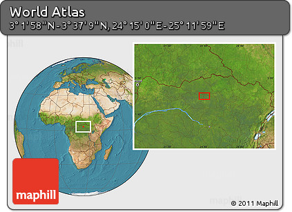 Satellite Location Map of the Area around 3° 19' 33" N, 24° 43' 30" E