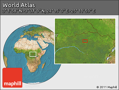 Satellite Location Map of the Area around 3° 19' 33" N, 24° 43' 30" E