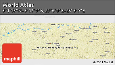 Physical Panoramic Map of the Area around 3° 19' 33" N, 25° 34' 30" E