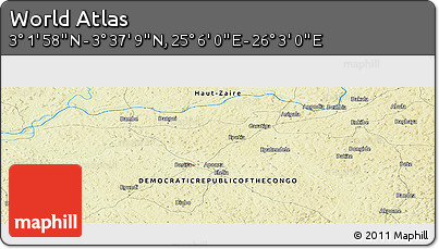 Physical Panoramic Map of the Area around 3° 19' 33" N, 25° 34' 30" E