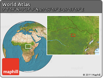 Satellite Location Map of the Area around 3° 19' 33" N, 26° 25' 29" E