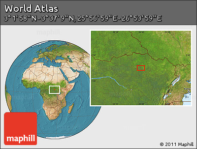 Satellite Location Map of the Area around 3° 19' 33" N, 26° 25' 29" E