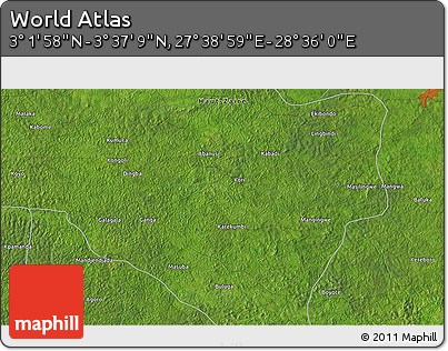 Satellite 3D Map of the Area around 3° 19' 33" N, 28° 7' 30" E