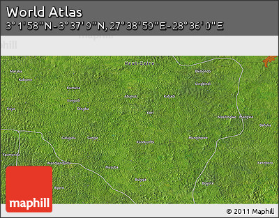 Satellite 3D Map of the Area around 3° 19' 33" N, 28° 7' 30" E