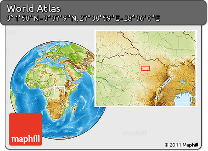 Physical Location Map of the Area around 3° 19' 33" N, 28° 7' 30" E