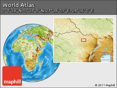 Physical Location Map of the Area around 3° 19' 33" N, 28° 7' 30" E
