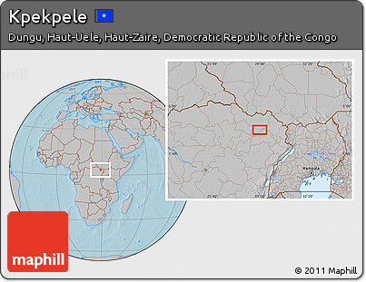 Gray Location Map of Kpekpele, hill shading