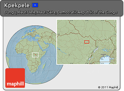 Savanna Style Location Map of Kpekpele, hill shading