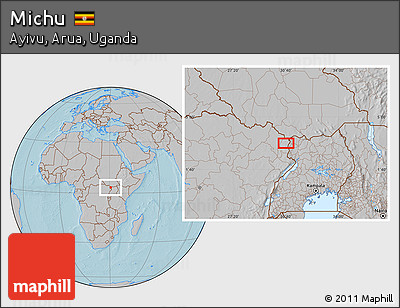Gray Location Map of Michu, hill shading