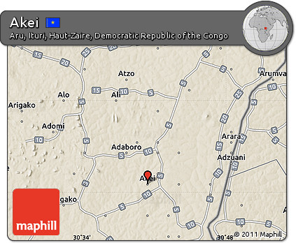 Shaded Relief Map of Akei