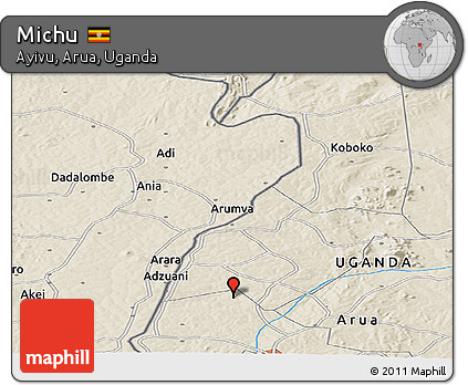 Shaded Relief Panoramic Map of Michu
