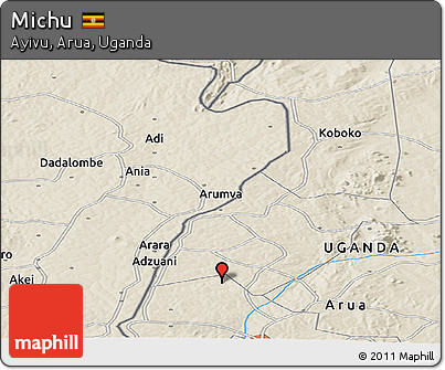 Shaded Relief Panoramic Map of Michu