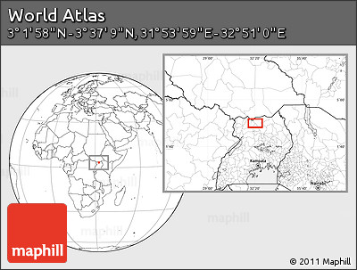 Blank Location Map of the Area around 3° 19' 33" N, 32° 22' 30" E